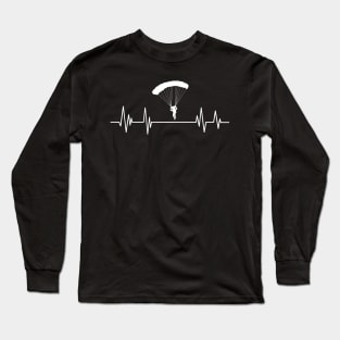 Heartbeat skydiving - parachuting, Skydivers gift Parachute Jump Heartbeat, Long Sleeve T-Shirt